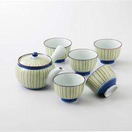 KOPYFANTAP Teiera con Tazze Set,Servizio da Tè in Ceramica in Moderno Giapponese,1 Teiera e 4 Tazze da Tè con Geometrico in Rilievo,900ml,Bianco Brillante 
