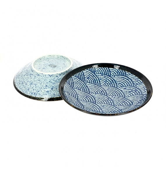 Set of two plates "nami" Japanese wave.