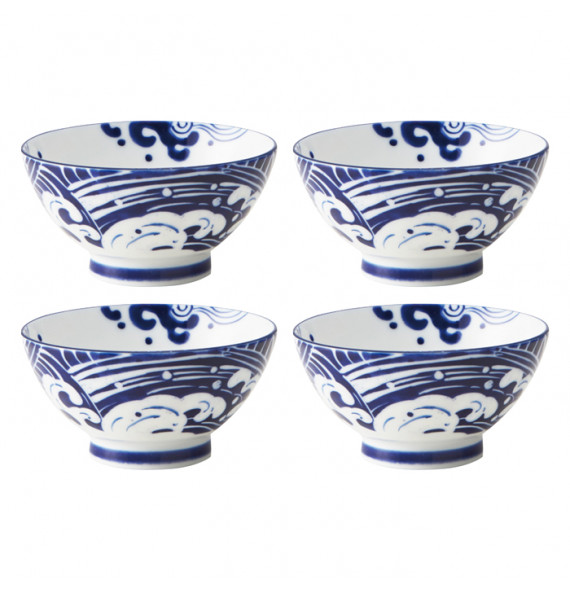 Set of 4 hokusai rice bowls